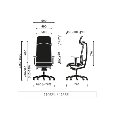 Fotel biurowy obrotowy  ACTION 115SFL udźwig do 150 kg.